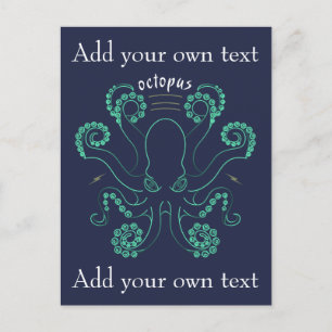 Octopus Cephalopod Tentacles Announcement Postcard