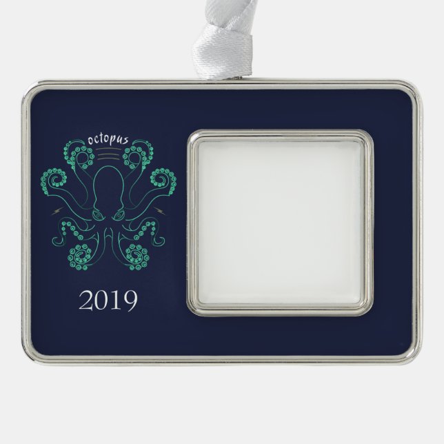 Octopus Cephalopod Tentacles Silver Plated Framed Ornament (Front)