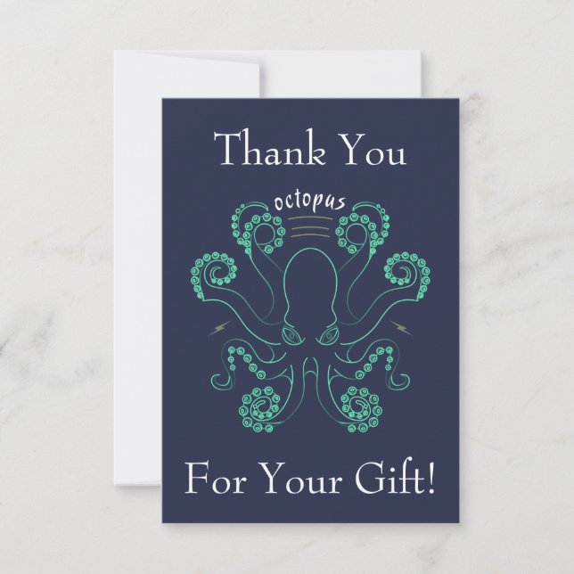 Octopus Cephalopod Tentacles Thank You Card (Front)