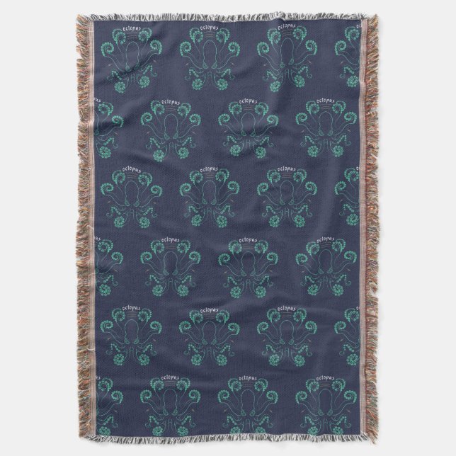 Octopus Cephalopod Tentacles Throw Blanket (Front Vertical)