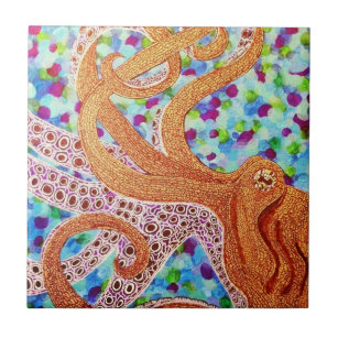 octopus ceramic tile illustration