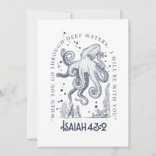 Octopus Christian Design Deep Waters Isaiah 43:2 Invitation