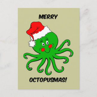 Octopus Christmas Holiday Postcard