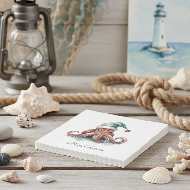 Octopus Christmas Joy, custom Napkin (Creator Uploaded)