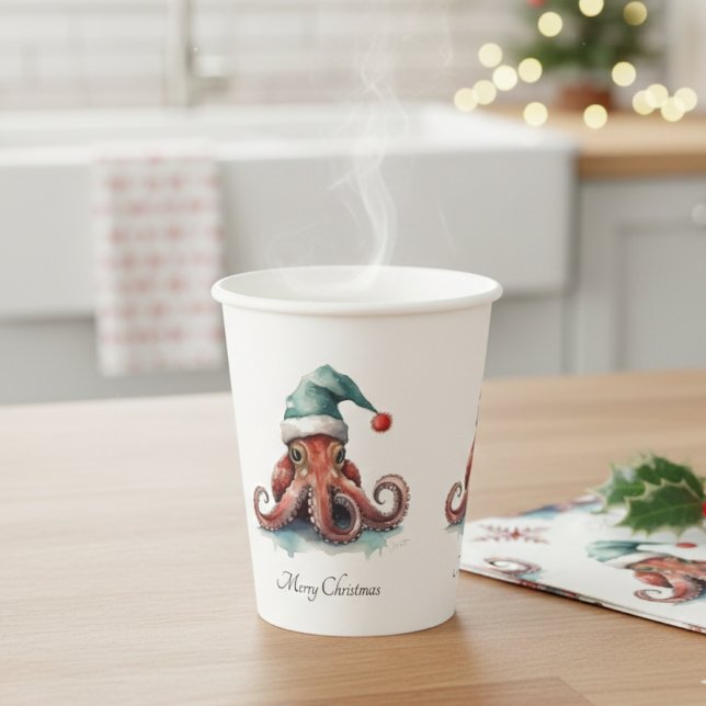 Octopus Christmas Joy, custom Paper Cups (Creator Uploaded)
