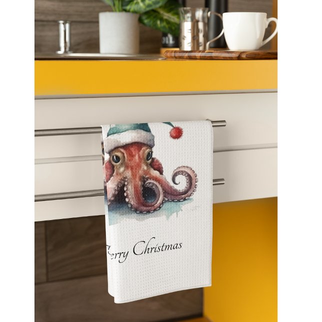 Octopus Christmas Joy, custom Tea Towel (Creator Uploaded)