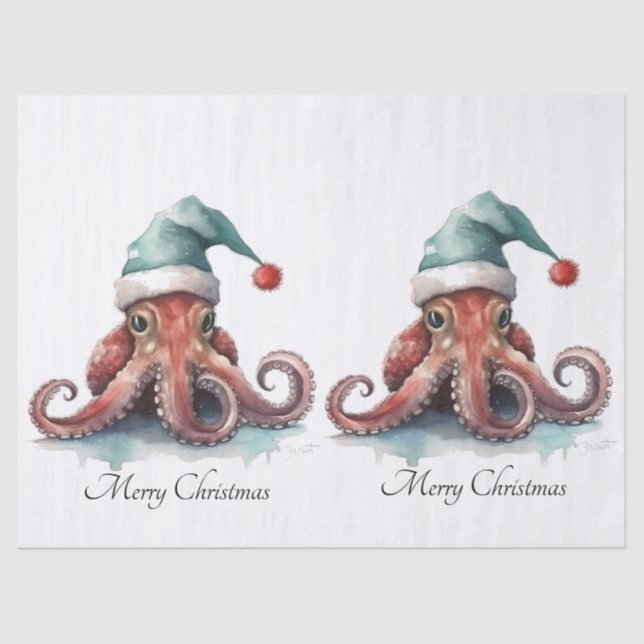 Octopus Christmas Joy, custom Tissue Paper (Front)