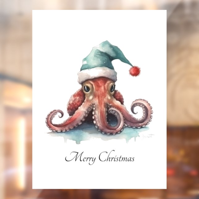 Octopus Christmas Joy, custom Window Cling (Sheet 2)