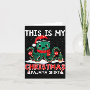 Octopus Christmas Pajama Xmas Santa Hat Octopus Lo Card