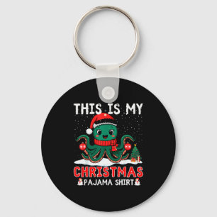Octopus Christmas Pajama Xmas Santa Hat Octopus Lo Key Ring