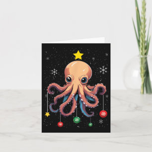 Octopus Christmas Tree Christmas Pajama Cute Anima Card