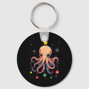 Octopus Christmas Tree Christmas Pajama Cute Anima Key Ring