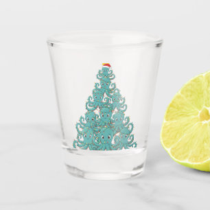 Octopus Christmas Tree Santa Hat Christmas Lights  Shot Glass