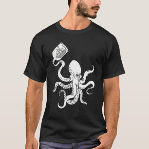 Octopus Clipper Ship In Bottle Tattoo Pirate Ship  T-Shirt