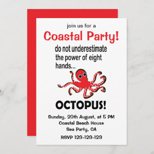 Octopus Coastal Party Funny Octopus Invitation