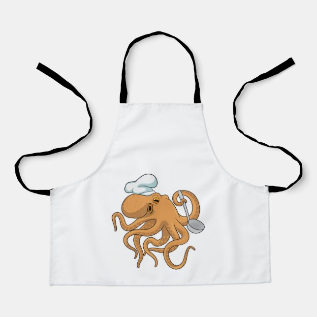 Octopus Cook Chef hat Apron (Front)