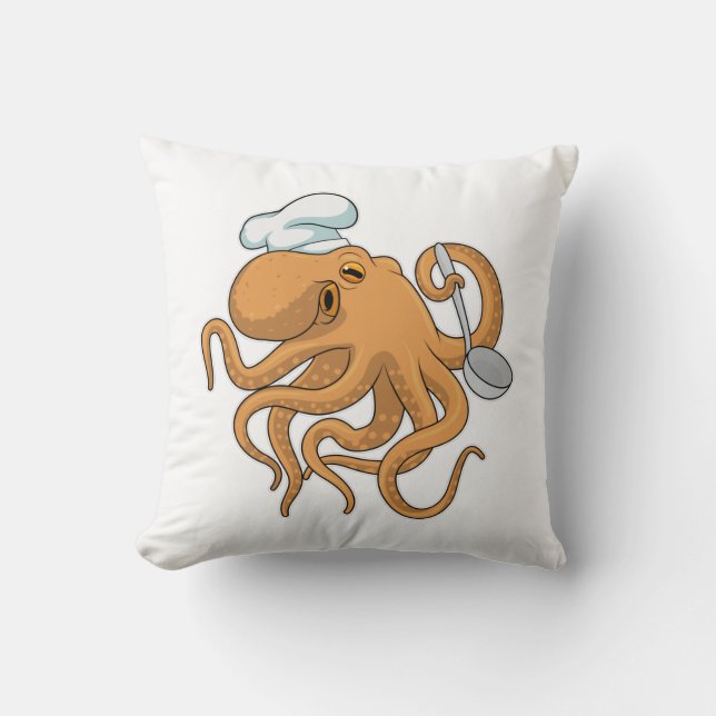 Octopus Cook Chef hat Cushion (Front)