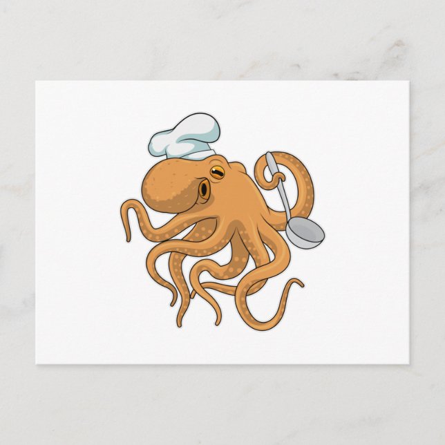 Octopus Cook Chef hat Postcard (Front)