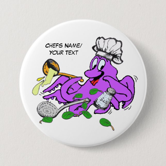 Octopus Cook Chefs Button (Front)