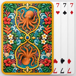 Octopus, Coral Reef Clay Art Playing Cards