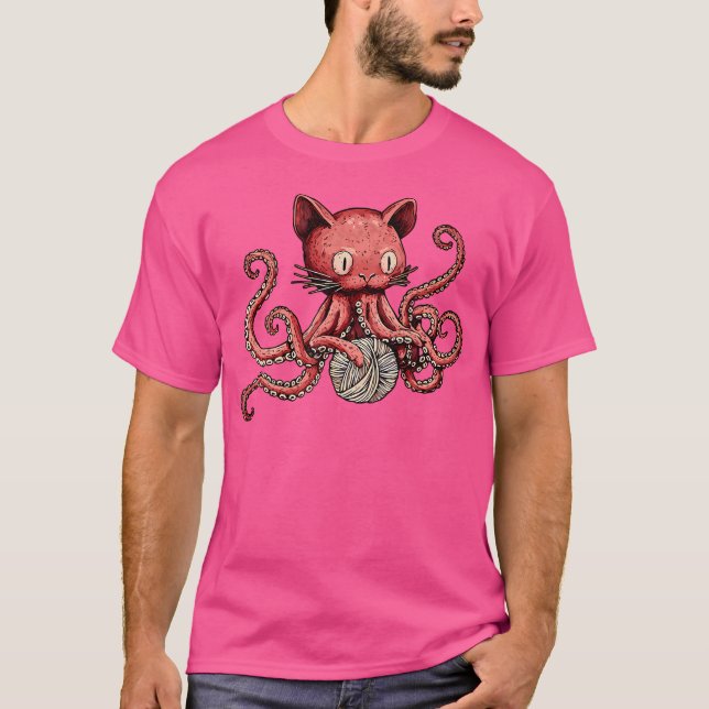 Octopus Crochet Knitting Yarn Octopus Knitter Croc T-Shirt (Front)