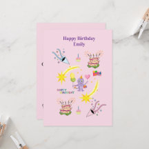 Octopus Cupcake Happy Birthday Invitation 
