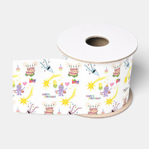 Octopus Cupcake Happy Birthday Ribbon Grosgrain Ribbon