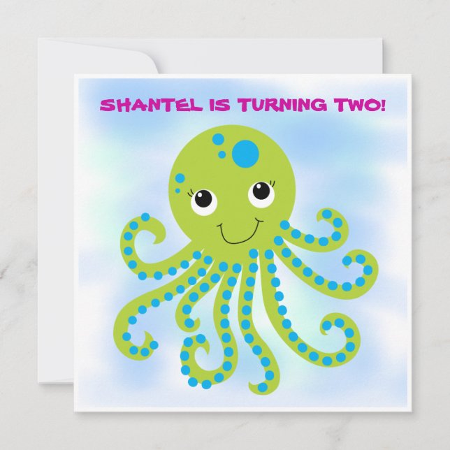 Octopus Customised  Birthday Invitations (Front)