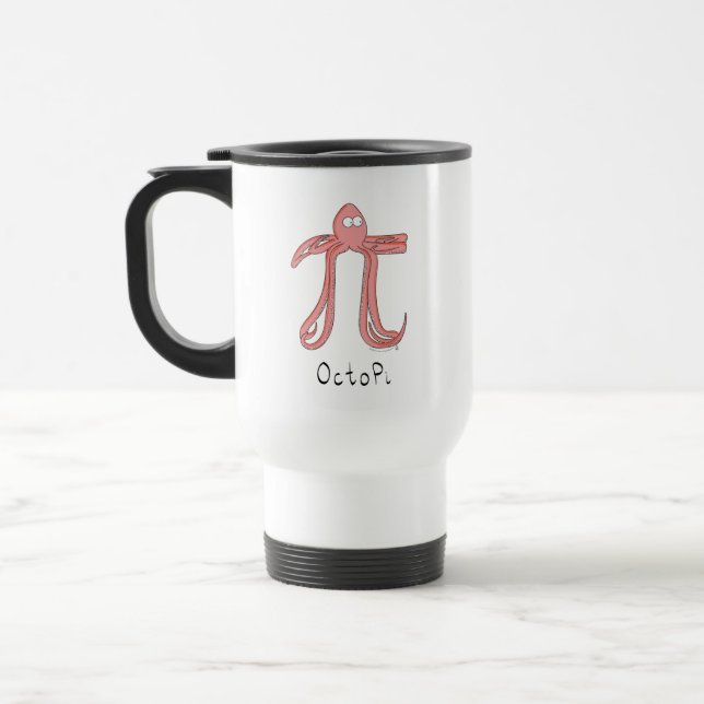 Octopus Cute Math Pi Day Coffee Travel Mug (Left)