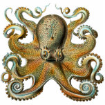 Octopus Cutout Magnet/Sculpture Photo Sculpture Magnet<br><div class="desc">An octopus has eight arms, which trail behind it as it swims. Most octopuses have no internal or external skeleton, allowing them to squeeze through tight places. An octopus has a hard beak, with its mouth at the centre point of the arms. Octopuses are highly intelligent, probably the most intelligent...</div>