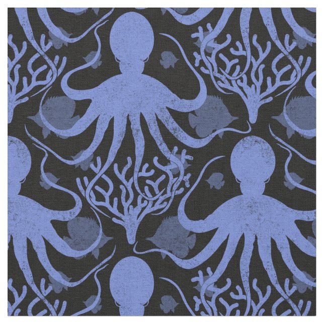 Octopus (dark background) fabric (Close Up)