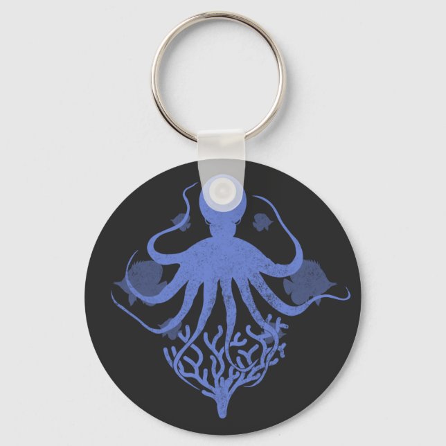 Octopus (dark background) key ring (Front)