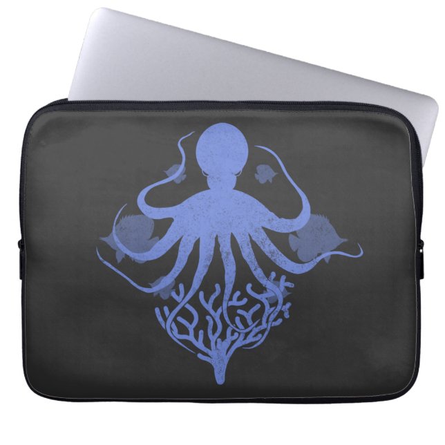 Octopus (dark background) laptop sleeve (Front)