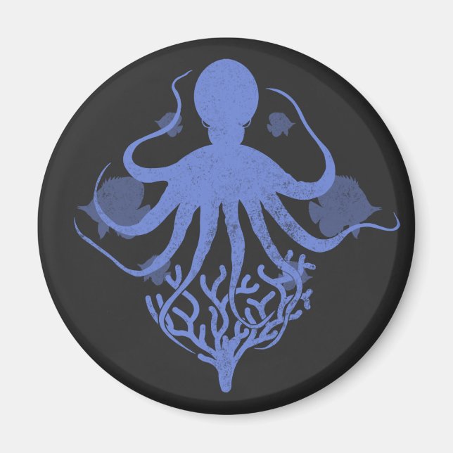 Octopus (dark background) magnet (Front)