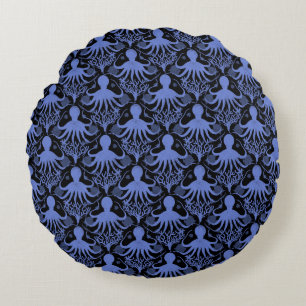 Octopus (dark background) round cushion