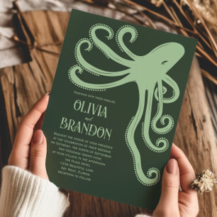Octopus Deep Sea Stylized Modern Wedding Invitation
