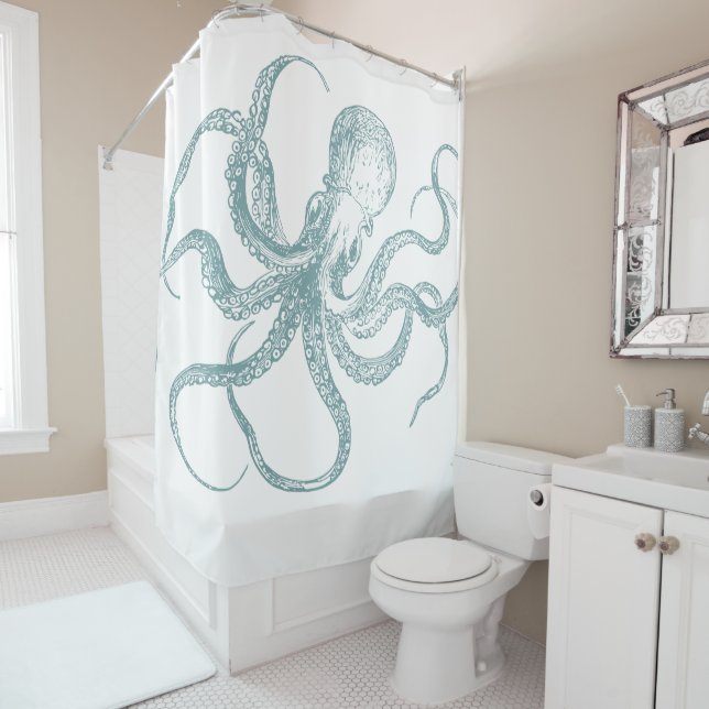 Octopus Design Shower Curtain (In Situ)