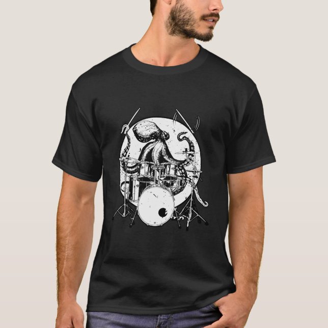 Octopus Drum Gift Drummer Present T-Shirt (Front)
