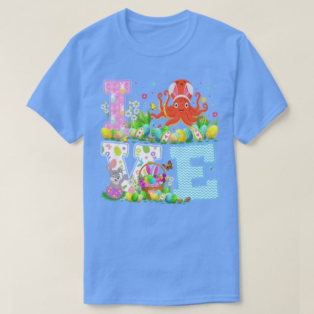Octopus Easter Egg Hunt Funny Love Octopus Easter  T-Shirt (Design Front)
