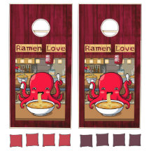 Octopus Eating Ramen on Red Wood – Ramen Love