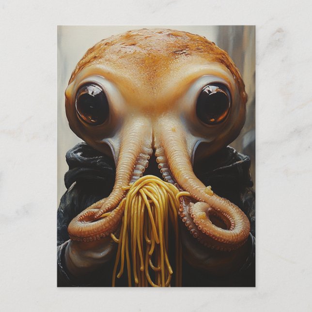 Octopus Eating Spaghetti Postcard (Front)