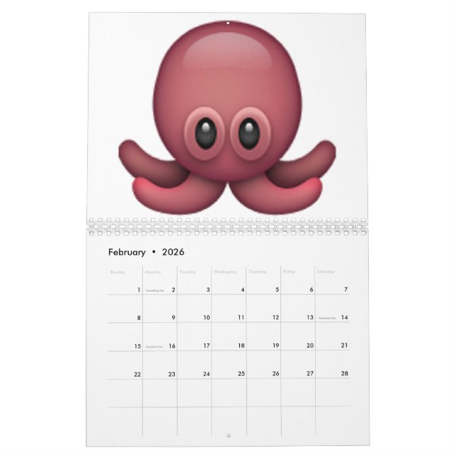 Octopus - Emoji Calendar (Feb 2026)