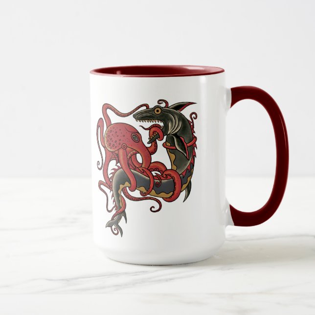 octopus fighting a shark mug (Right)
