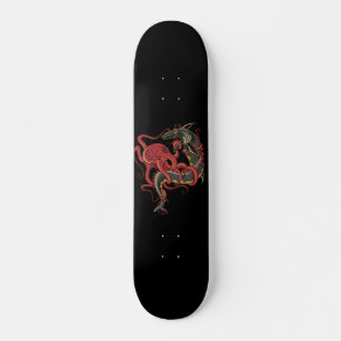 octopus fighting a shark skateboard deck