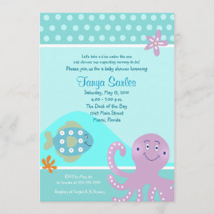 Octopus & Fish Ocean 5x7 Baby Shower Invitation