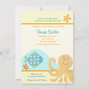 Octopus & Fish Ocean 5x7 Baby Shower Invitation