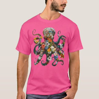 Octopus Floral Flowers Scuba Diving Garden And Oce T-Shirt