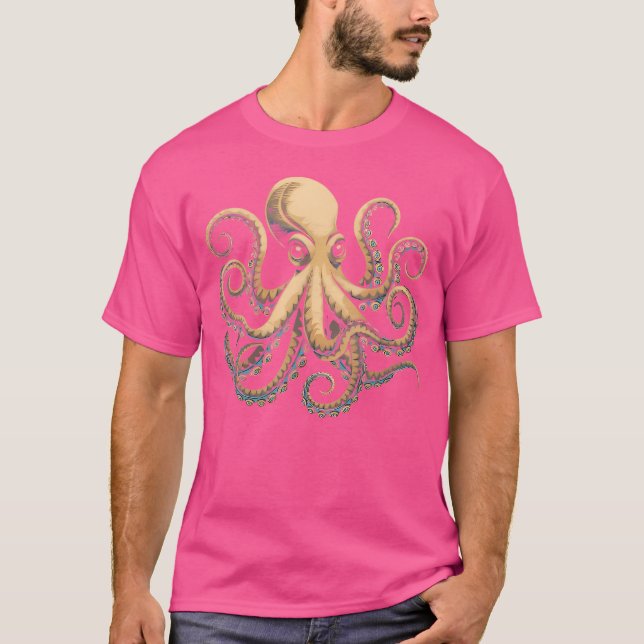 Octopus Floral Flowers Squid Kraken Scuba Diving T-Shirt (Front)