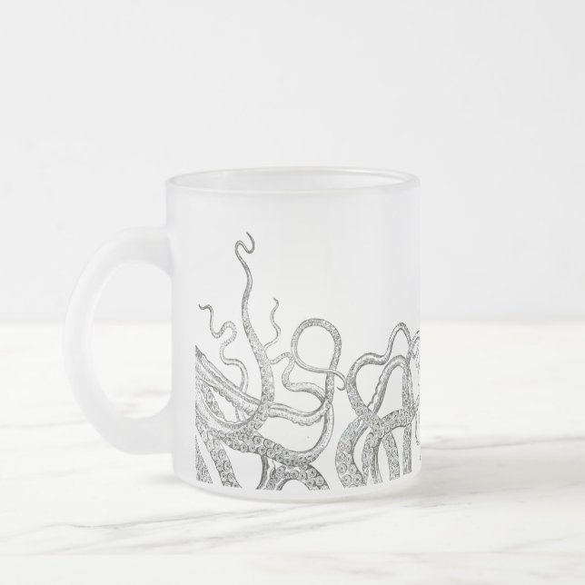 Octopus Frosted Glass Coffee Mug (Left)