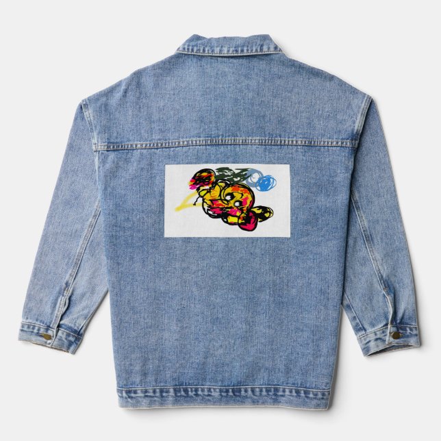 Octopus fun denim jacket (Back)